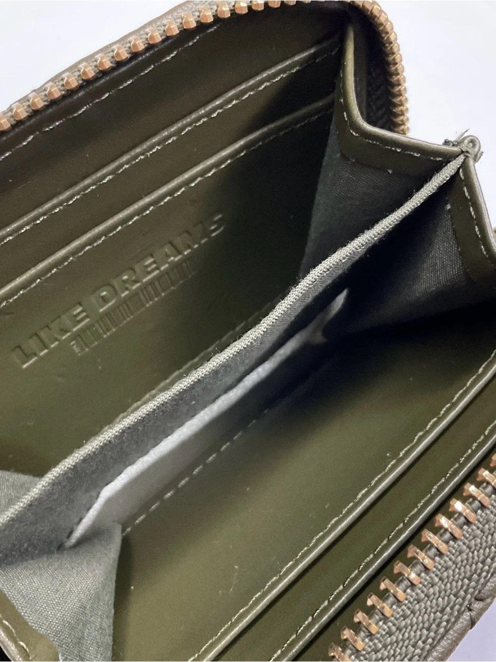 Like Dreams Olive Green Zip-Around Women's Wallet 5 in x 3 in
